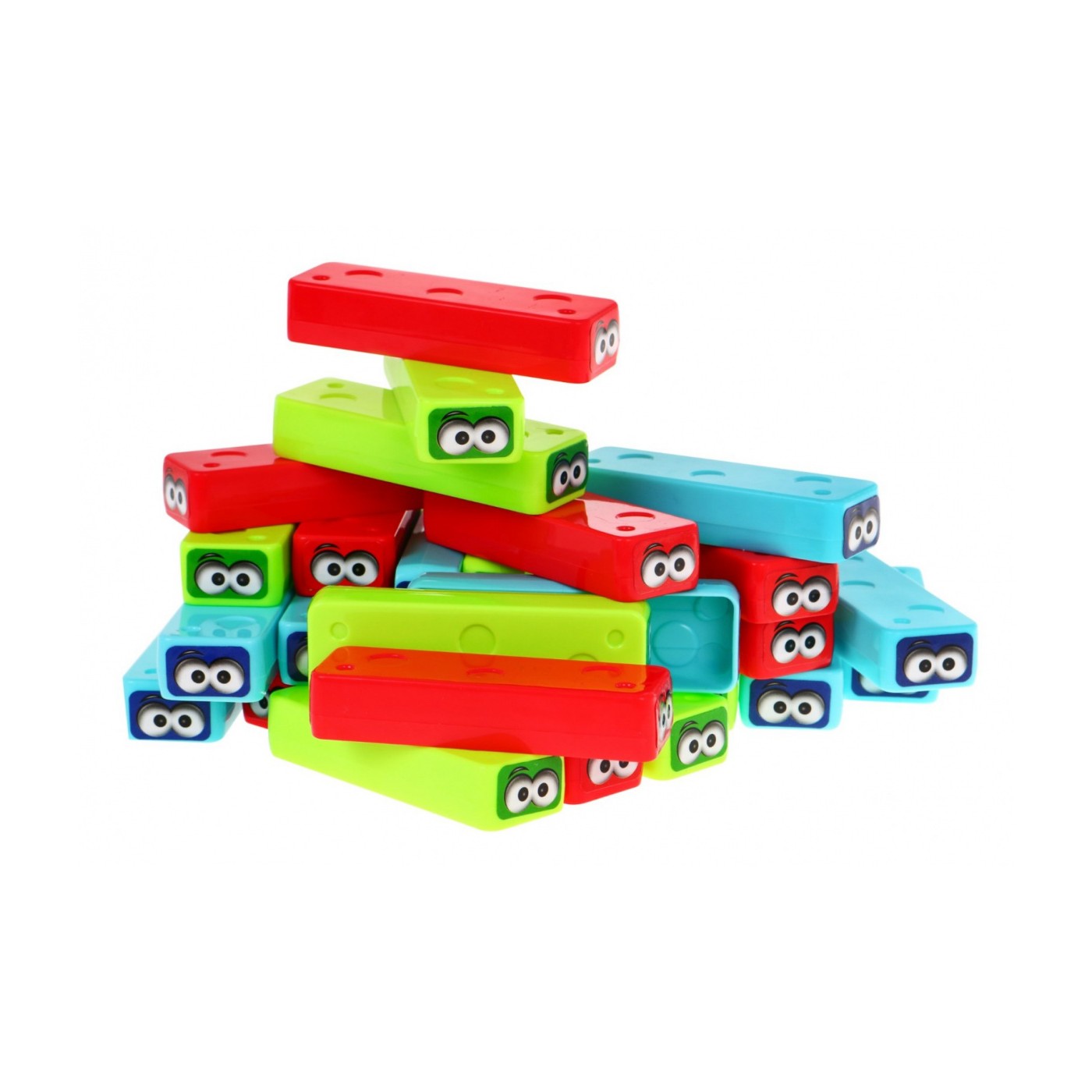 Zručnostná hra Dženga Mini pre deti 3+ Stavanie veže + 30 farebných kociek + Hracia kocka