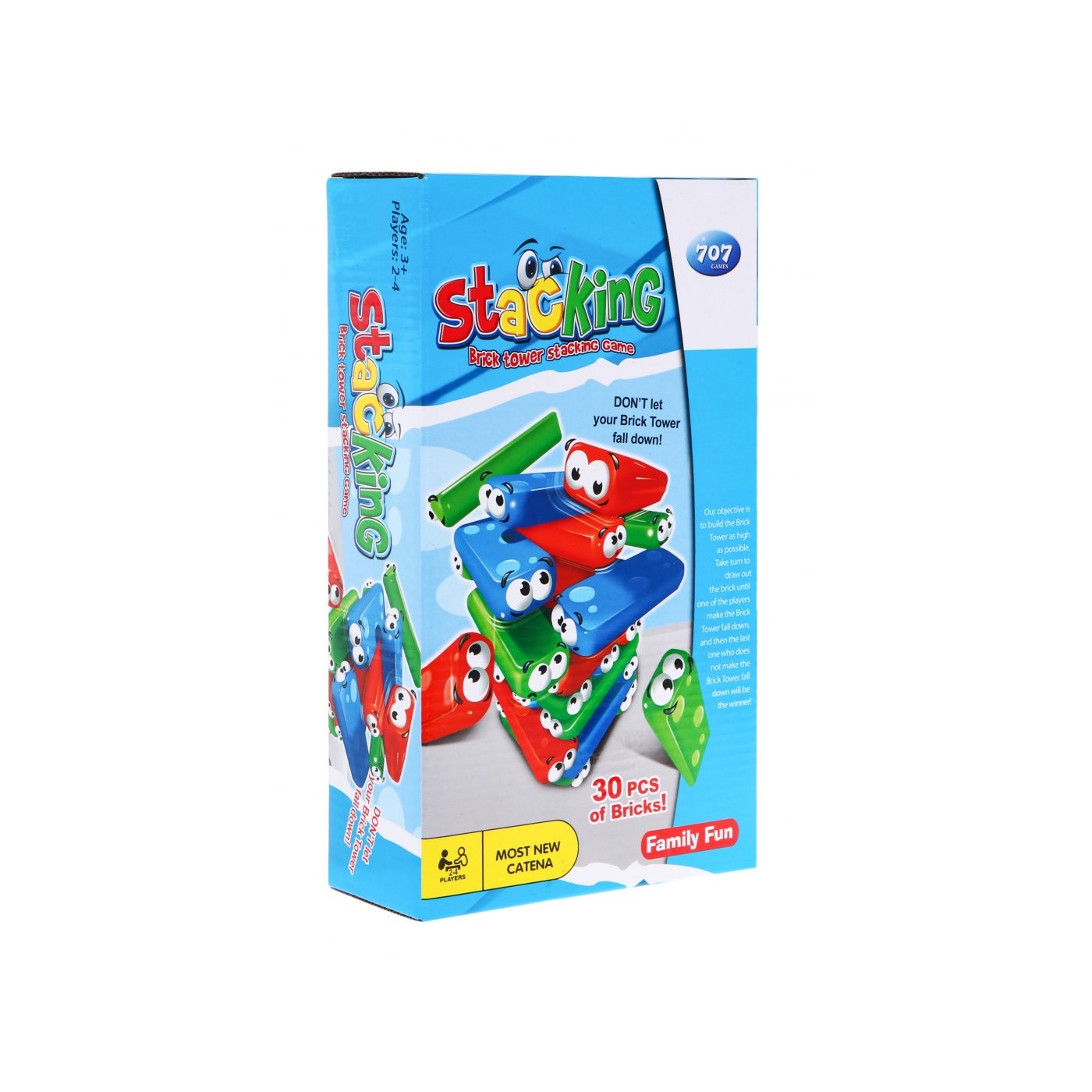 Zručnostná hra Dženga Mini pre deti 3+ Stavanie veže + 30 farebných kociek + Hracia kocka