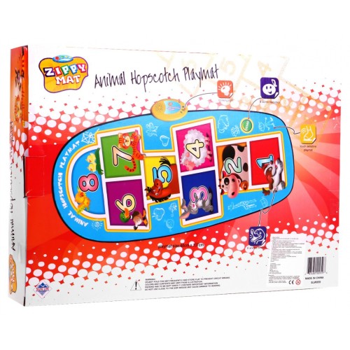 Interaktívna skákacia hra Škôlka Podložka pre deti 3+ modrá Zvuky 8 zvierat