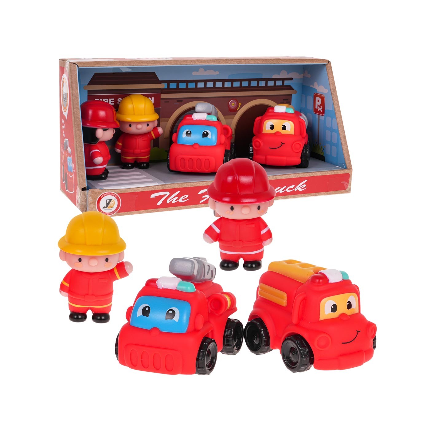 Sada hasičov a vozidiel