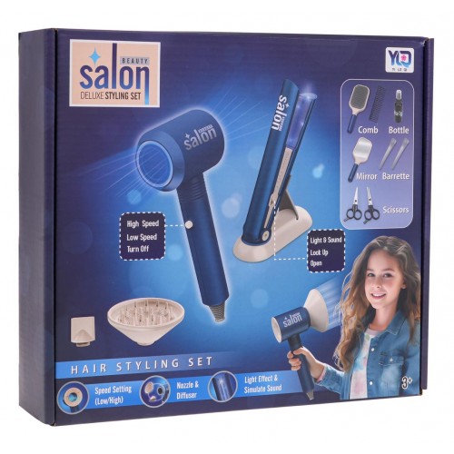 MEGA Set pre malého kaderníka Modrá + doplnky