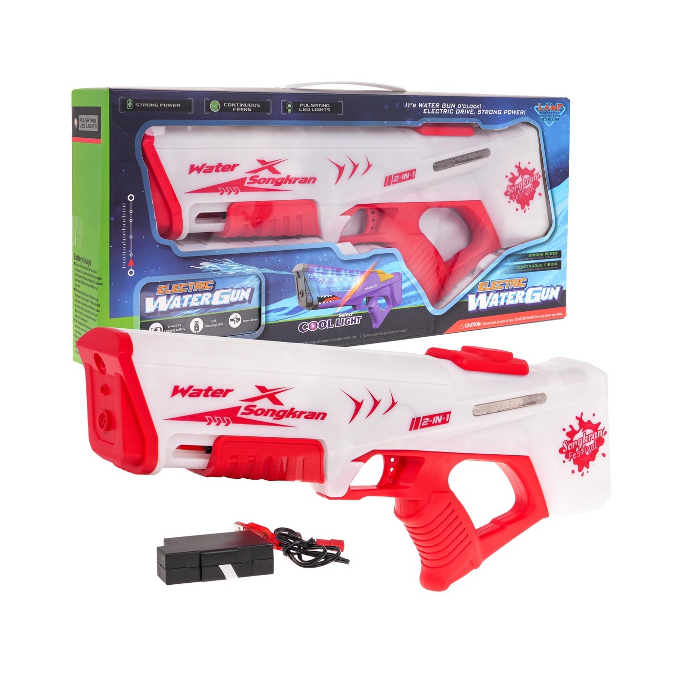 Vodná pištoľ s funkciou svetla červená