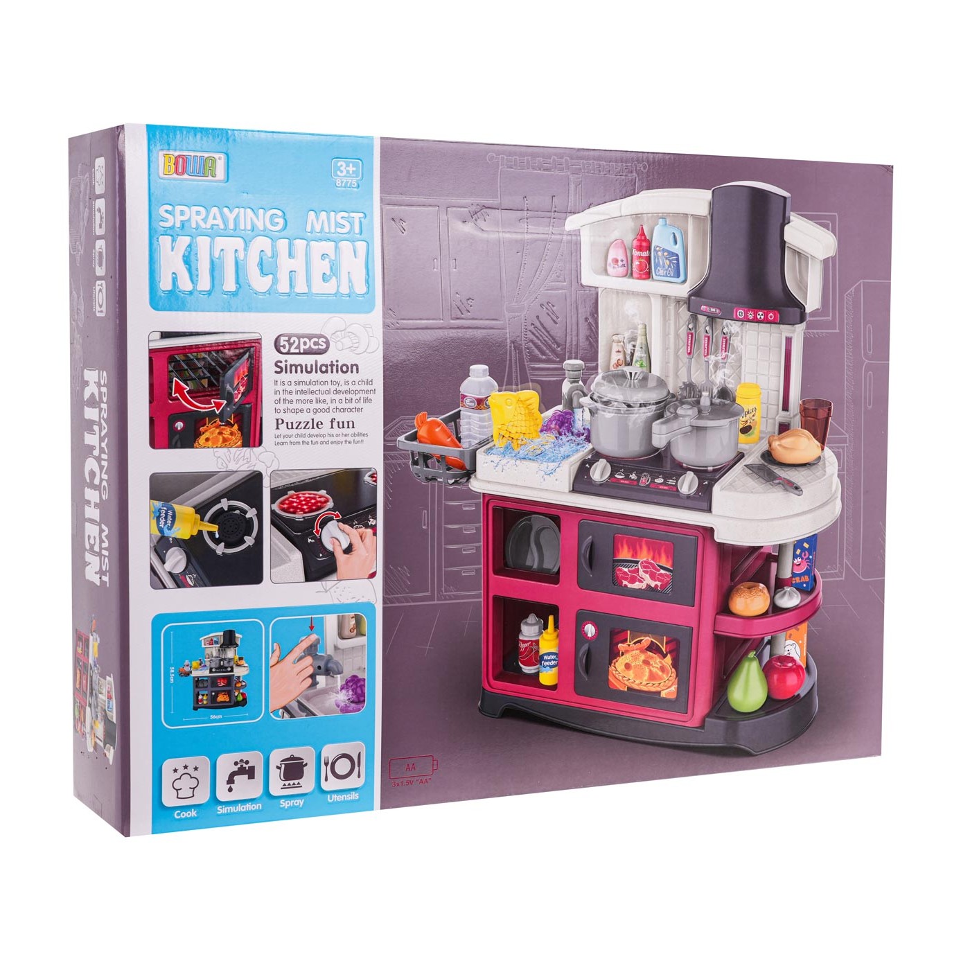 Kuchynský kút s funkciou zvuku a vody 52 kusov. Šedá