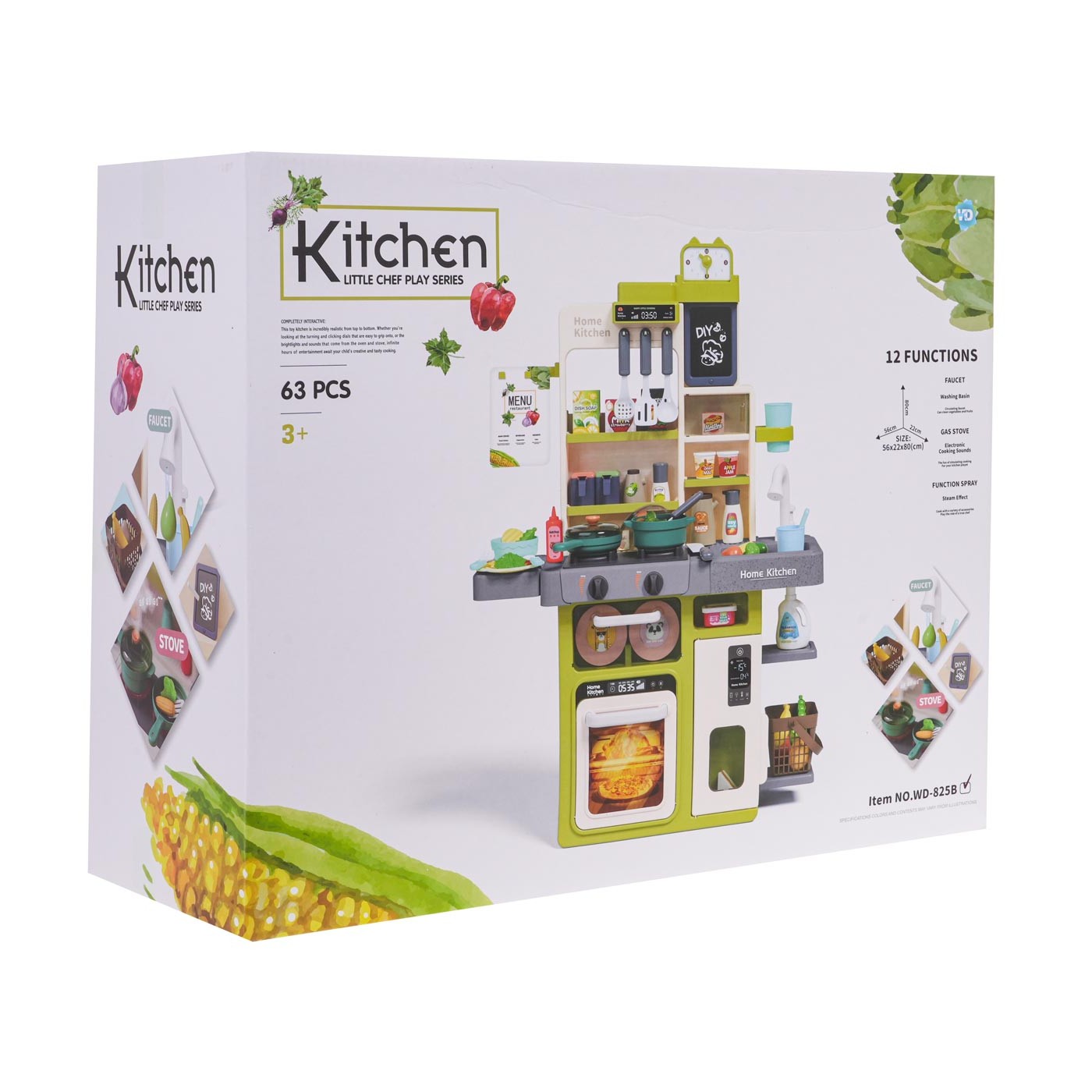 Kuchynský kút s funkciou svetla a zvuku 63 kusov. zelená