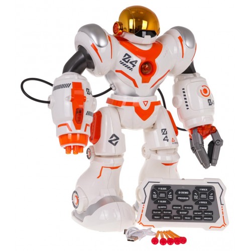 Multifunkčný oranžovo-biely R/C robot