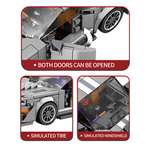 Sada blokov do športového auta v sivej farbe 476 ks.