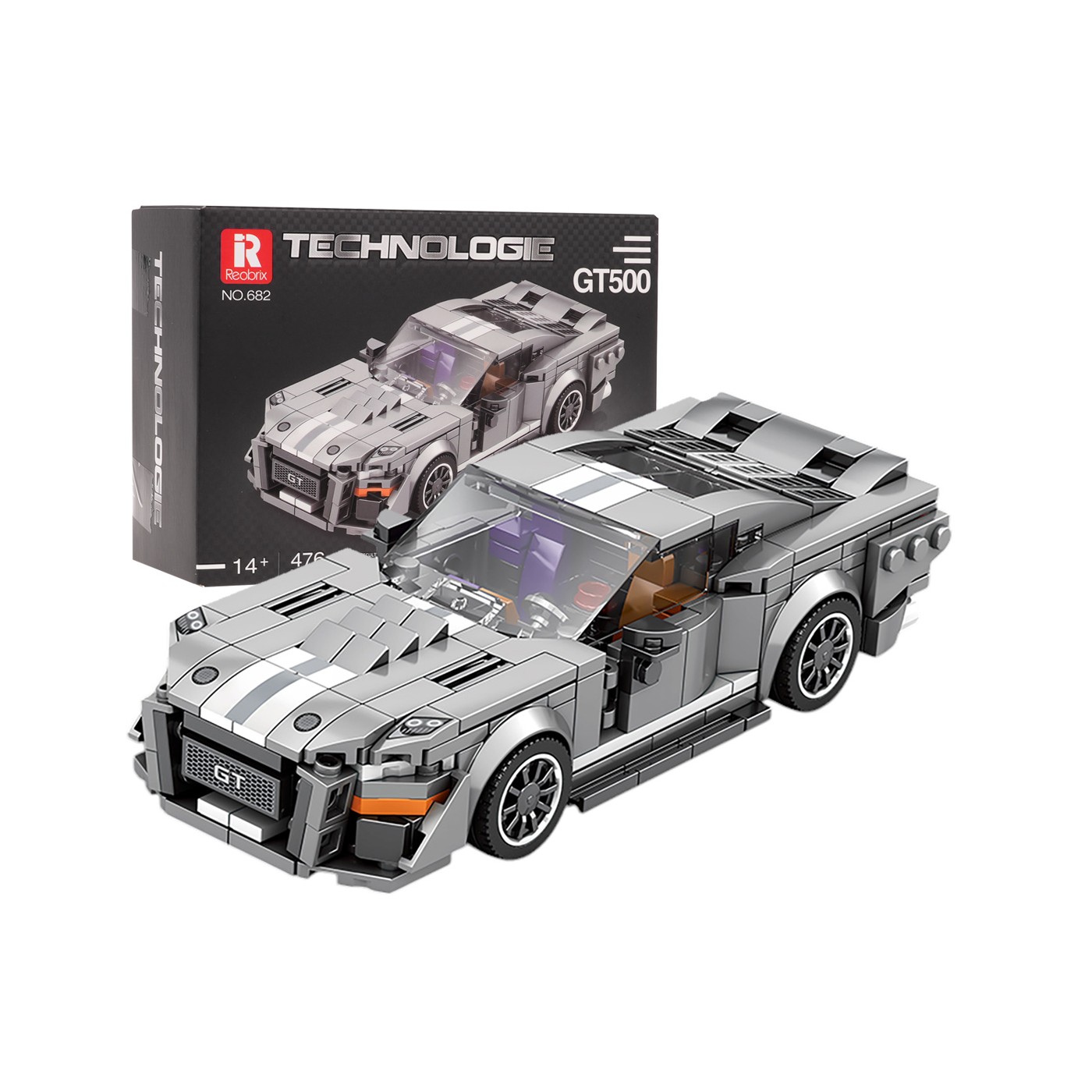 Sada blokov do športového auta v sivej farbe 476 ks.