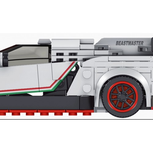 Sada športových automobilových blokov 398 kusov. Biela