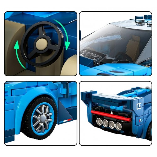 Sada športových automobilových blokov 336 kusov. Modrá