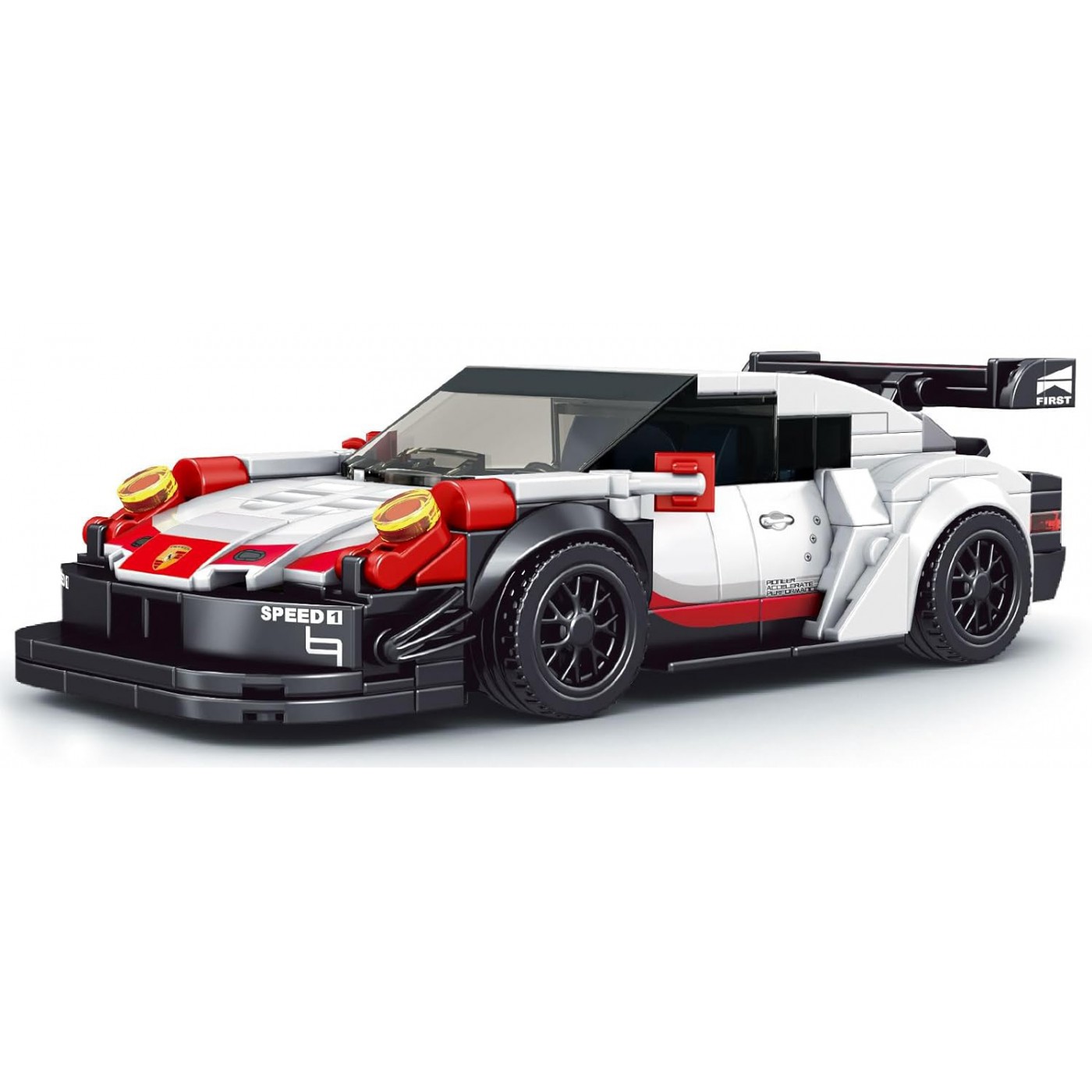 Sada športových automobilových blokov 349 kusov. Biela
