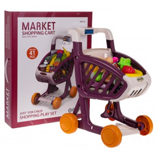 Nákupný košík s funkciou svetla a hudby 41 ks. Červená