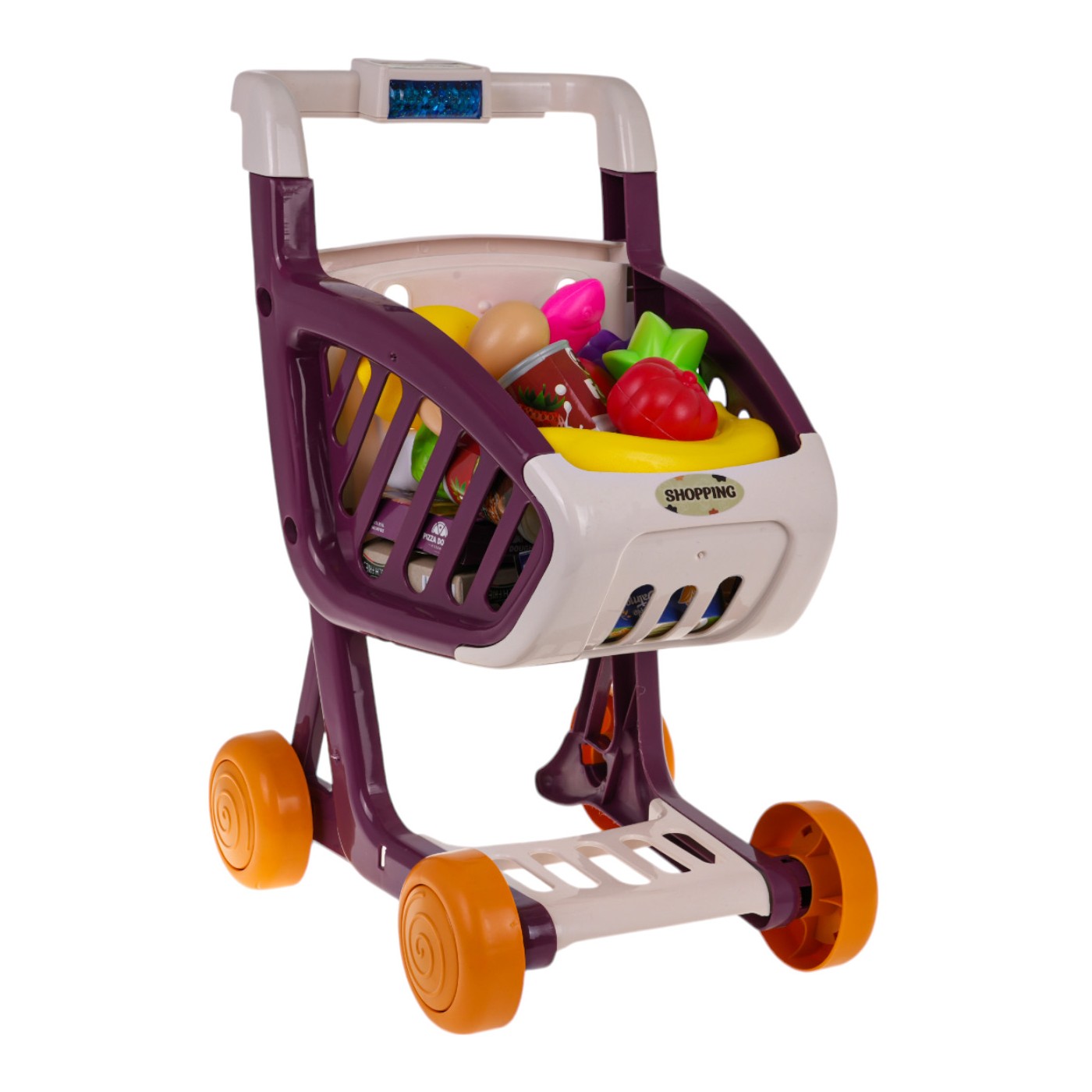 Nákupný košík s funkciou svetla a hudby 41 ks. Červená