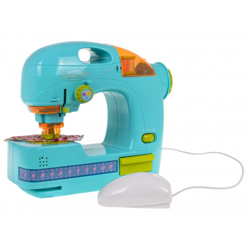 Modrý šijací stroj + príslušenstvo
