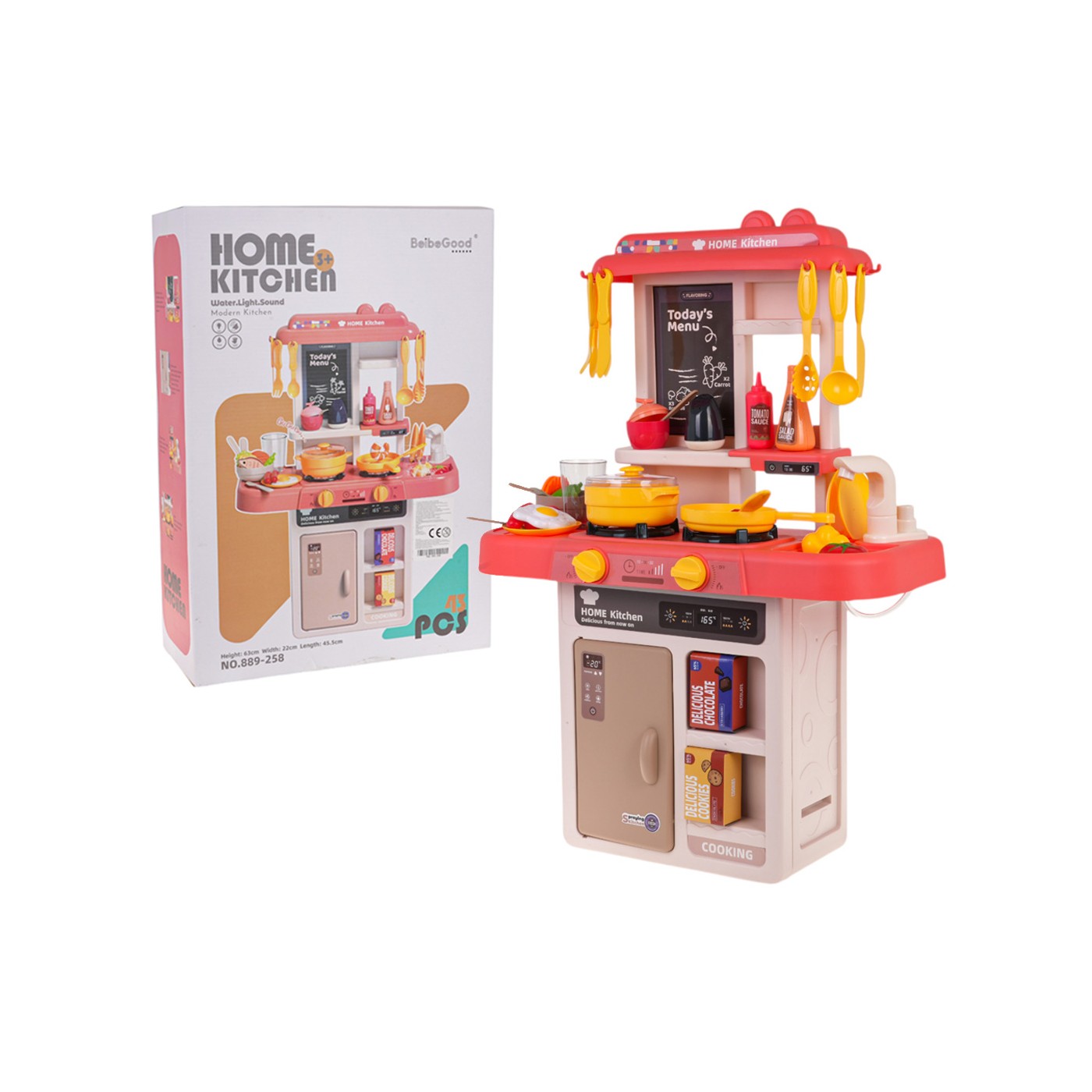 Kuchynská linka s funkciou svetla 43 kusov. Ružová