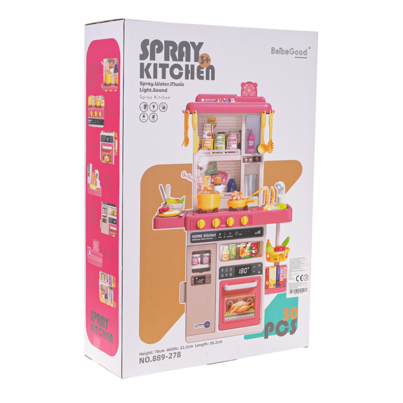 Kuchynský kút s funkciou svetla, zvuku a vody 50 kusov. Ružová