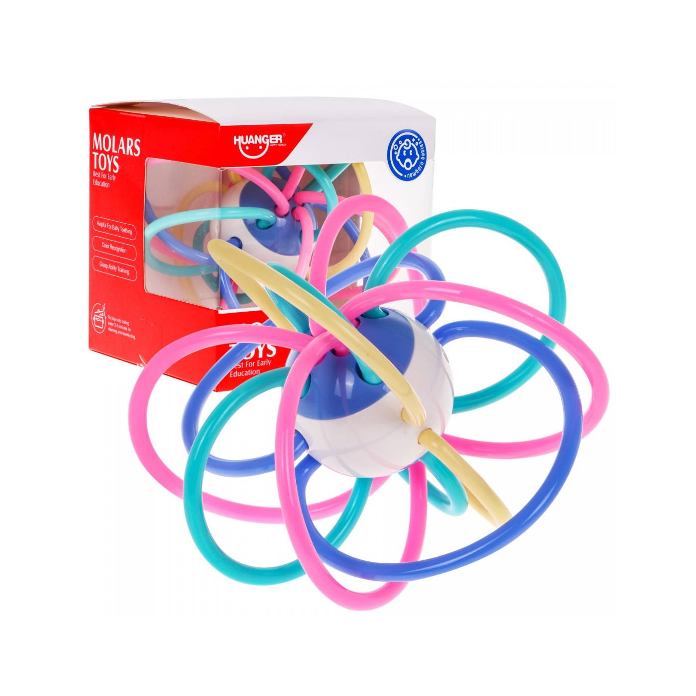 Hryzátko Hrkálka 2v1 pre deti 0+ Planéta s dráhami Senzorická hračka