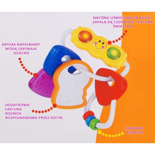 Kľúčiky do auta 4v1 pre deti 0+ Hryzátko Hrkálka Senzorická hračka pre bábätká