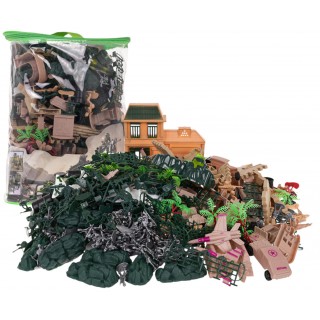 Sada vojakov a vojenských vozidiel