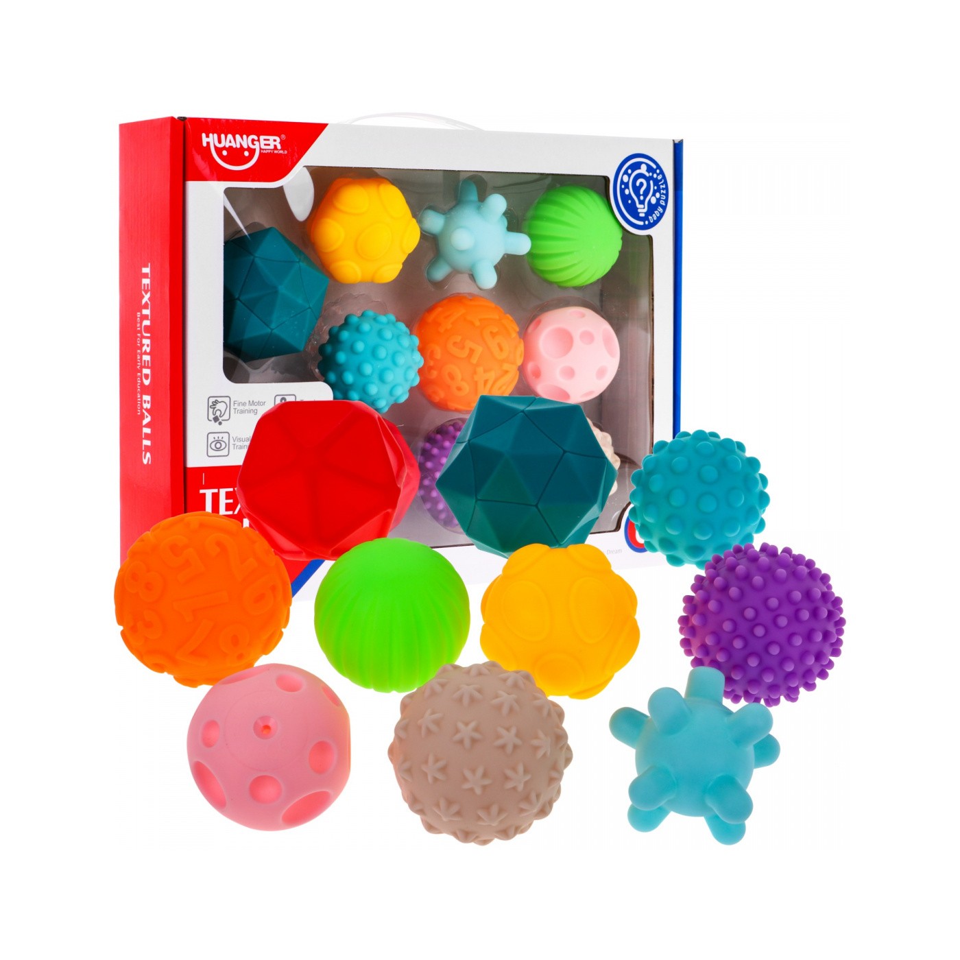 Sada 10 gumových loptičiek pre deti 6m+ a dospelých Senzorická hračka Antistresová
