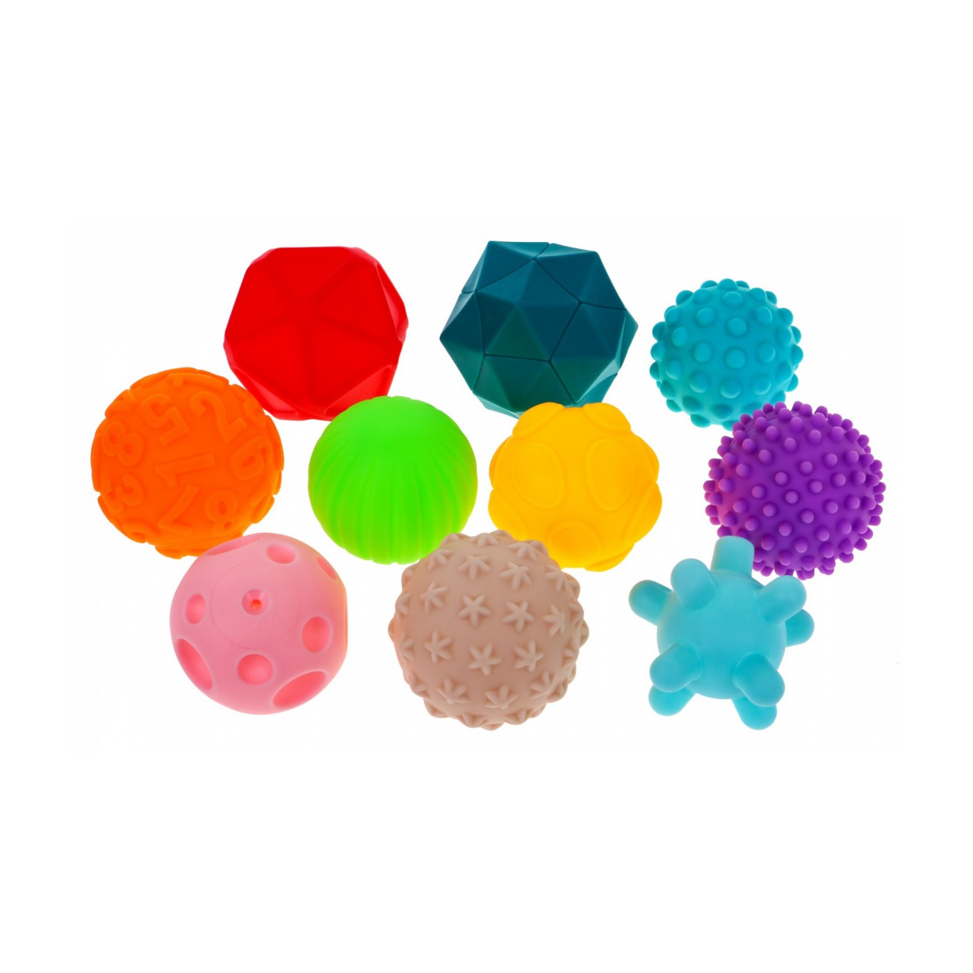 Sada 10 gumových loptičiek pre deti 6m+ a dospelých Senzorická hračka Antistresová