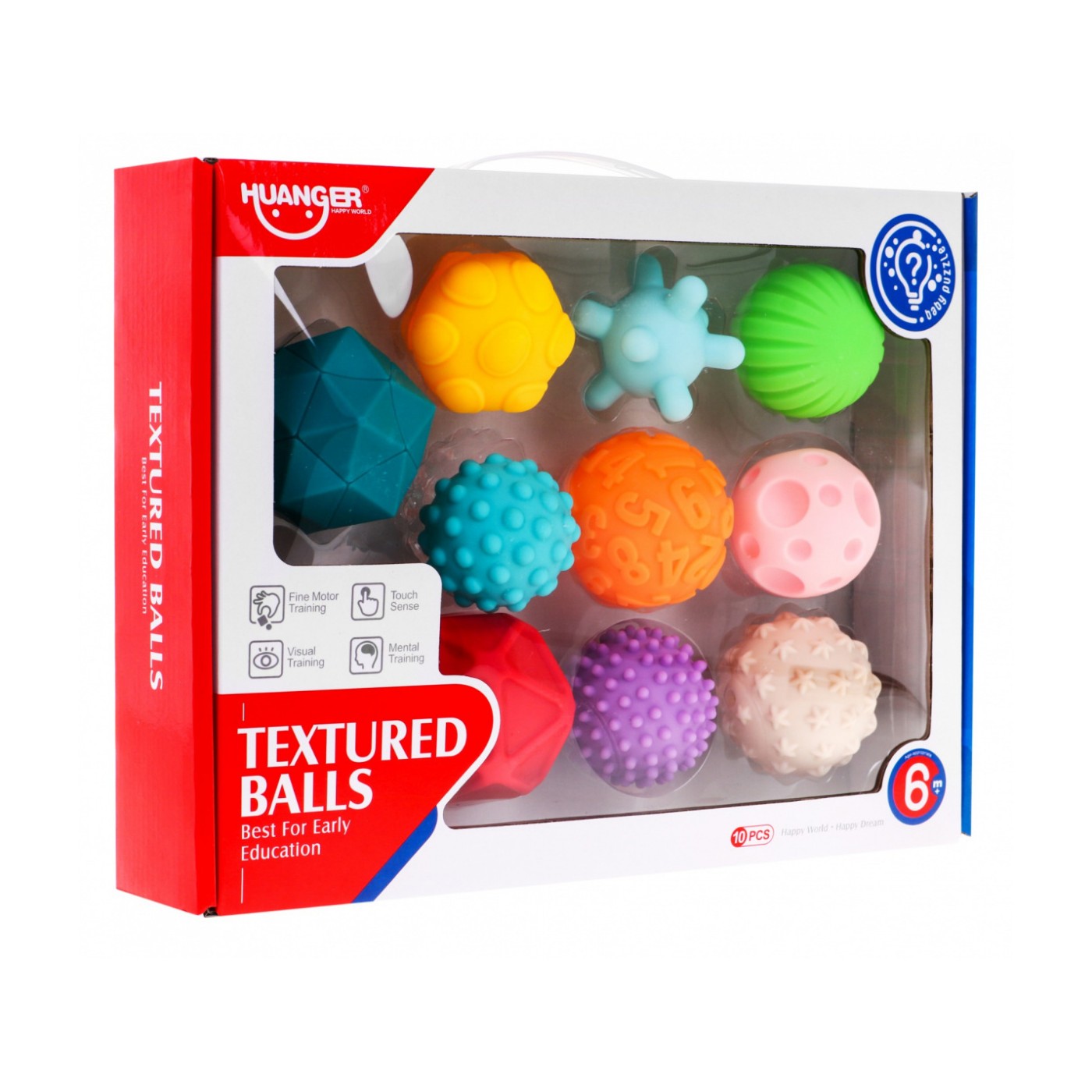 Sada 10 gumových loptičiek pre deti 6m+ a dospelých Senzorická hračka Antistresová