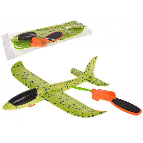Polystyrénové lietadlo so zeleným manuálnym odpaľovacím zariadením