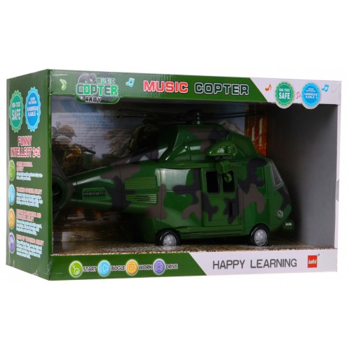 Vrtuľník Vojenský so Zvukmi Zelený