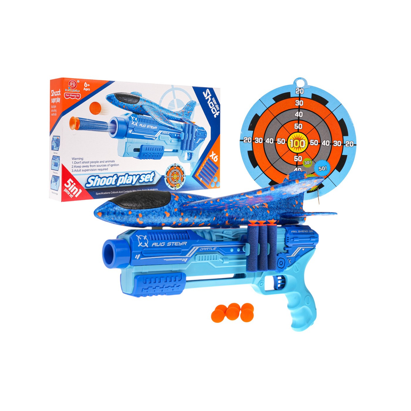 Odpaľovač lietadla 5v1 Pištoľ modrá