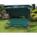 Rodinná Hojdačka záhradná s Strechou Zelená + Textilínia 2x1 + Nastaviteľné sedadlo + Matrac + 2 Držiaky na nápoje