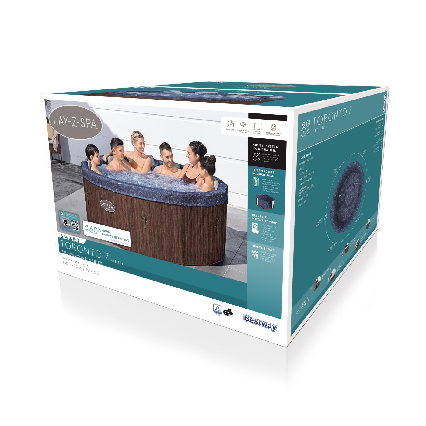 Lay-Z-Spa Toronto SMART Air Jet Jacuzzi BESTWAY