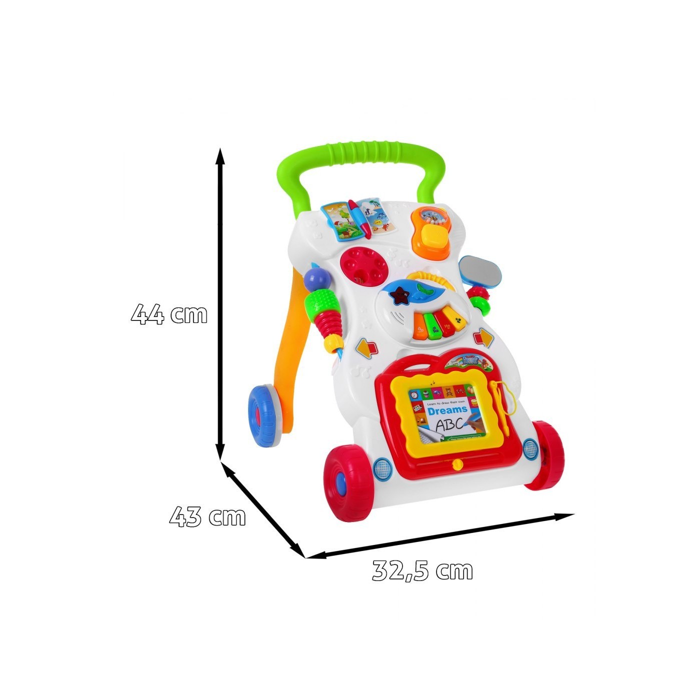 Interaktívne chodítko pre deti 6m+ Senzorická tabuľa + Pianíno + Písacia tabuľka + Telefónik