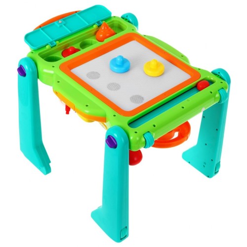 Interaktívne Vozítko 4v1 pre deti 9-18m+ Tlačný vozíček + Stolík + Senzorická tabuľa + Písacia tabuľka