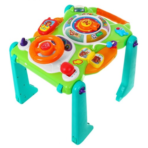 Interaktívne Vozítko 4v1 pre deti 9-18m+ Tlačný vozíček + Stolík + Senzorická tabuľa + Písacia tabuľka