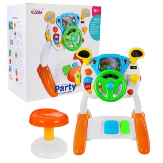 Interaktívny Simulátor autíčka pre deti 3+ Zvuky Svetlá + Kokpit + Volant + Pedály + Stolička