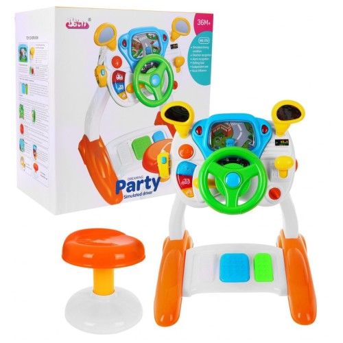 Interaktívny Simulátor autíčka pre deti 3+ Zvuky Svetlá + Kokpit + Volant + Pedály + Stolička