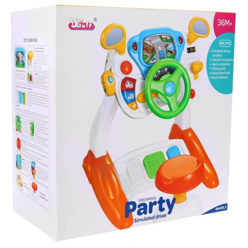Interaktívny Simulátor autíčka pre deti 3+ Zvuky Svetlá + Kokpit + Volant + Pedály + Stolička