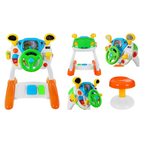 Interaktívny Simulátor autíčka pre deti 3+ Zvuky Svetlá + Kokpit + Volant + Pedály + Stolička