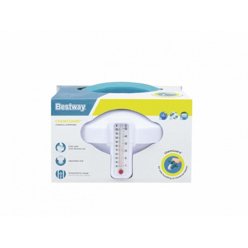 BESTWAY Plavákový chemický dávkovač na bazénovú vodu s teplomerom