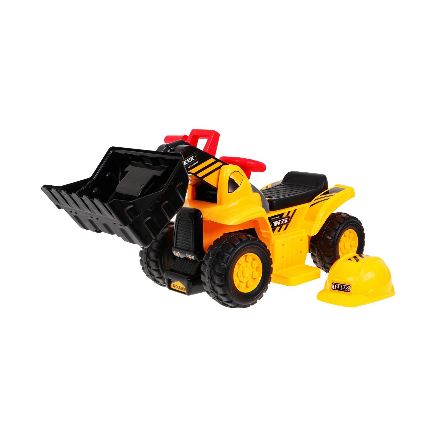 Buldozér na batérie pre deti Odrážadlo + Prilba + Pohyblivá lopata + Zvuky