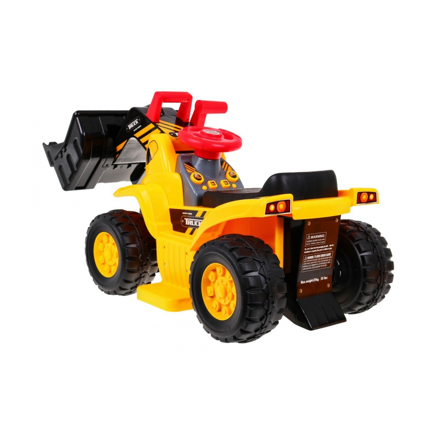 Buldozér na batérie pre deti Odrážadlo + Prilba + Pohyblivá lopata + Zvuky