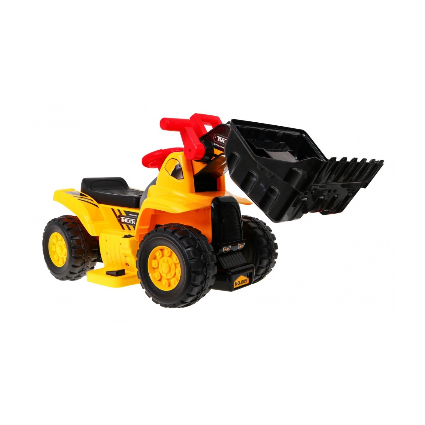 Buldozér na batérie pre deti Odrážadlo + Prilba + Pohyblivá lopata + Zvuky