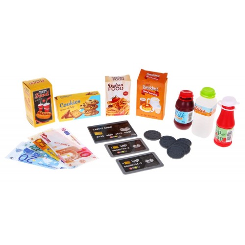 Realistická Pokladňa obchodná pre deti 3+ Dotykový panel Kalkulačka + Skener + Napodobeniny potravín