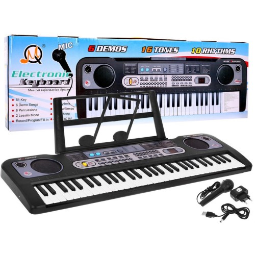 Klávesy pre deti 5+ Stojan na noty Mikrofón + Nahrávanie Rádio USB MP3 - model č. 020