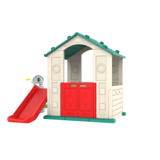 Záhradný domček 3v1 pre deti Zelená strecha + šmykľavka + basketbal