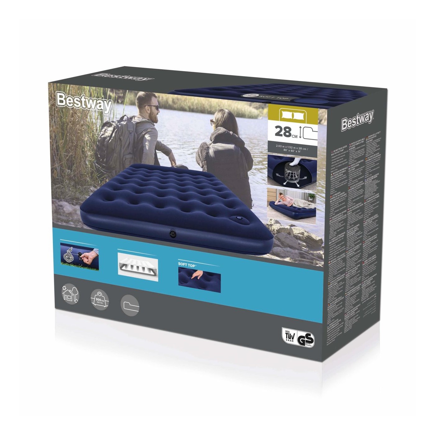 Velúrový matrac QUEEN 203/152/28cm BESTWAY