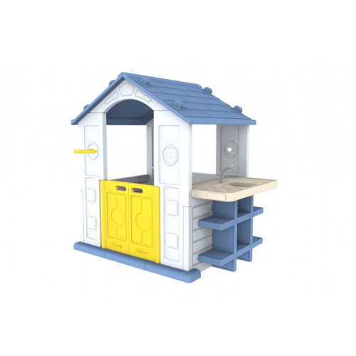 Dom S Basketbalom A Umývadlom Modrá Strecha