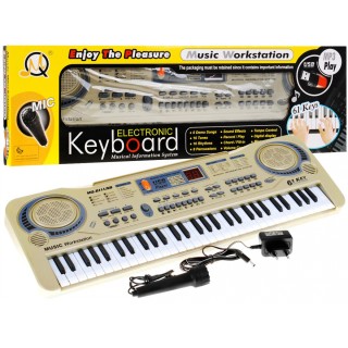 Béžové Klávesy pre deti 5+ Mikrofón + Nahrávanie + USB MP3 - model č. 811