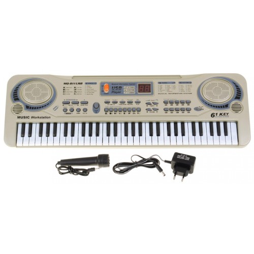 Béžové Klávesy pre deti 5+ Mikrofón + Nahrávanie + USB MP3 - model č. 811