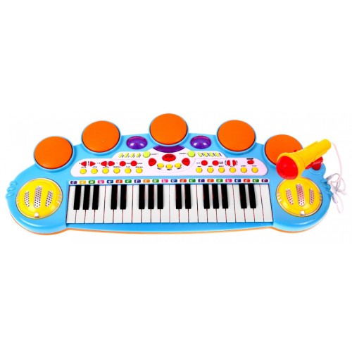 Klávesy Bubny MP3 USB 3 Oktávy Modráé