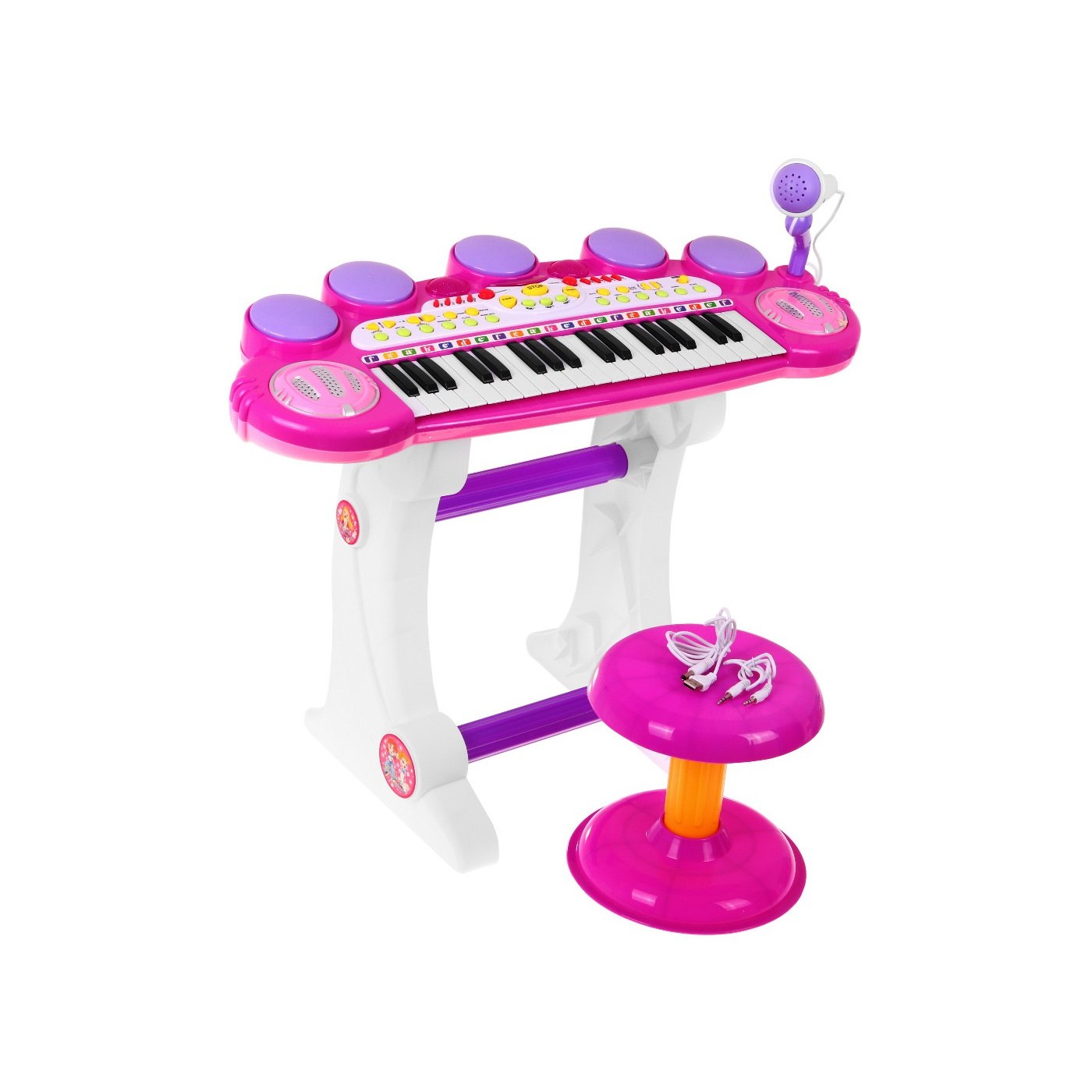 Klávesy Bubny MP3 USB 3 Oktávy Ružové